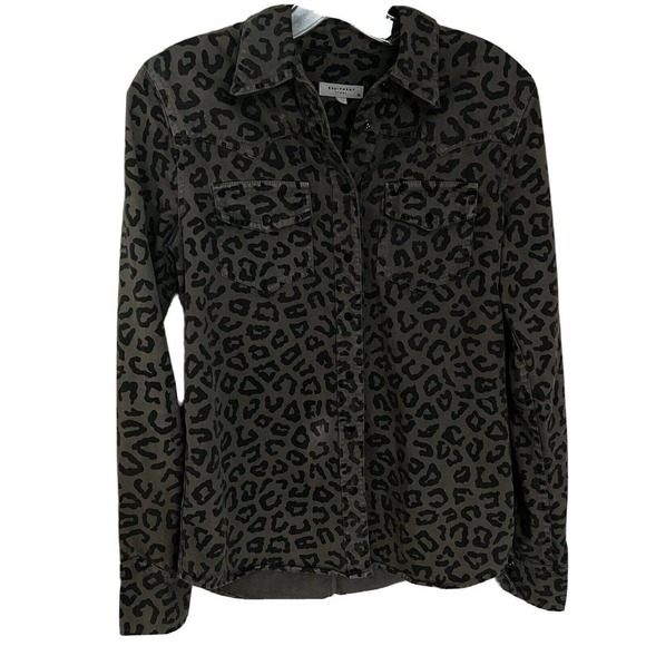 Equipment Femme Animal Print Olive Denim Button Down Long Sleeve Top Shirt XS - Picture 1 of 8
